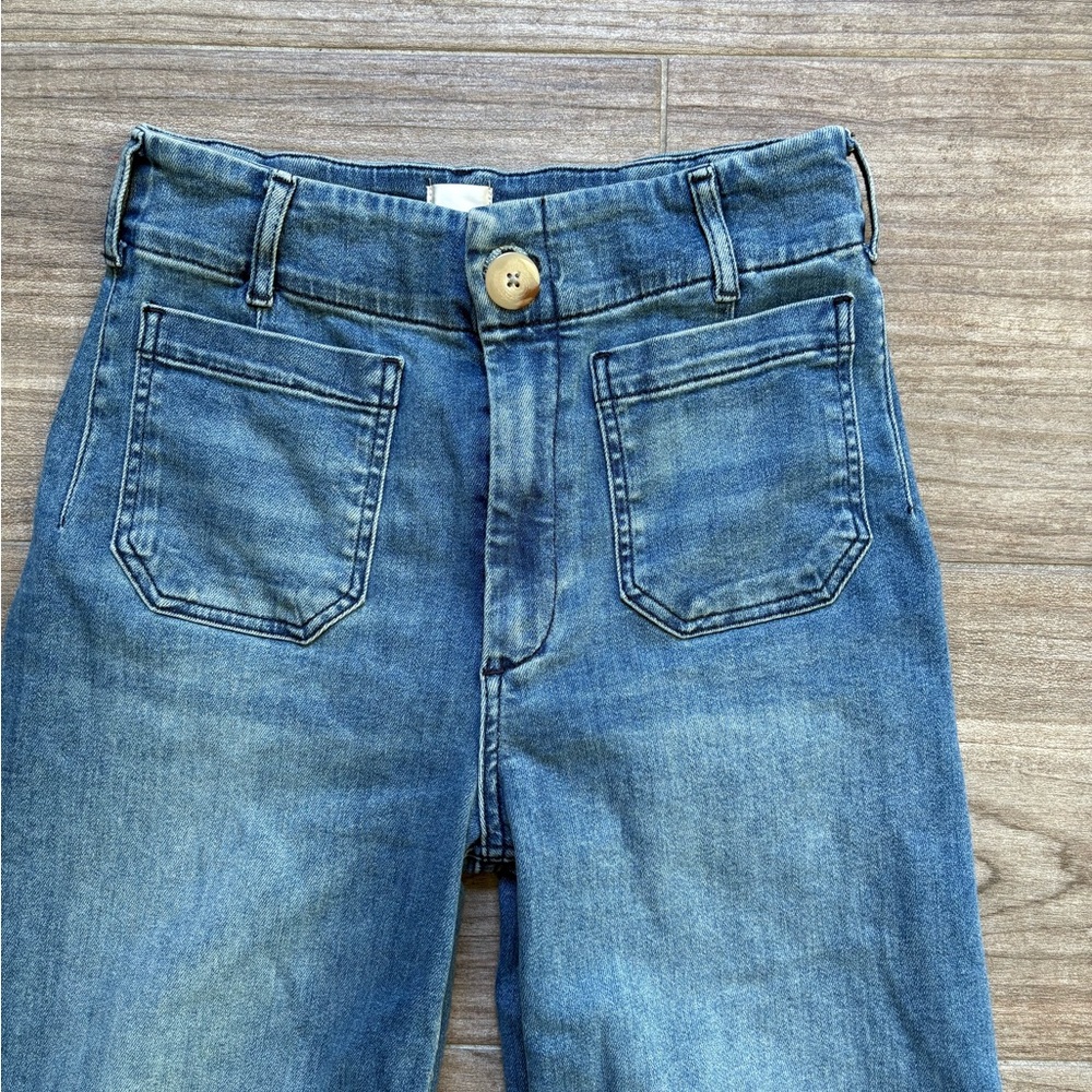 Maeve Collete Cropped High Rise Blue Wide Leg Jeans